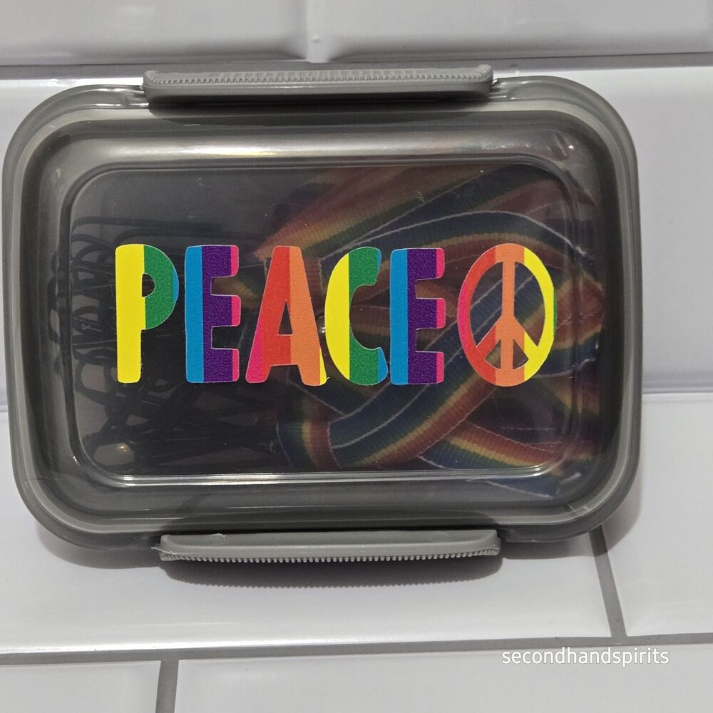 PEACE Stash Box  Boomer Designed Pride Rainbows Filled With Rainbow Paperclips